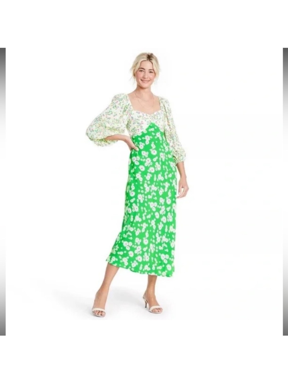 RIXO Green Floral Midi Dress size 8